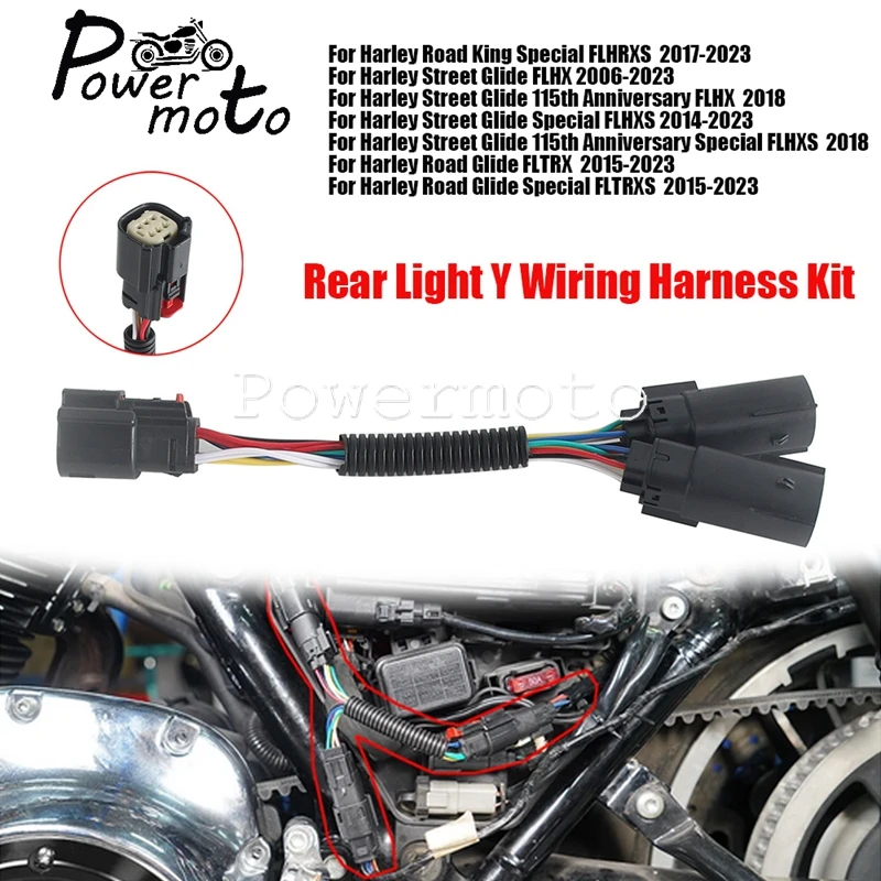 Motorcycle Rear Light Lighting Wiring Y-Harness Plug And Play For Harley Road King FLHRXS Road Glide Street Glide FLHXS 2006-23