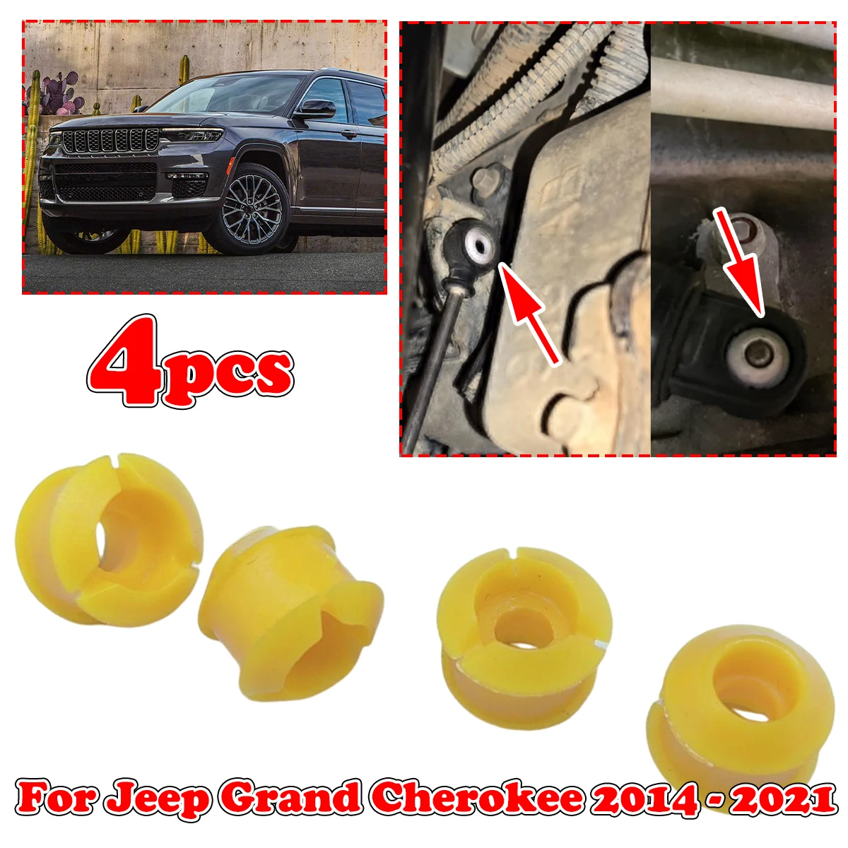 

4x Shift Cable Bushing For Jeep Grand Cherokee 2014-2021 Shifting Fix Gear Selector Change Lever Linkage End Pivot Grommet Trans