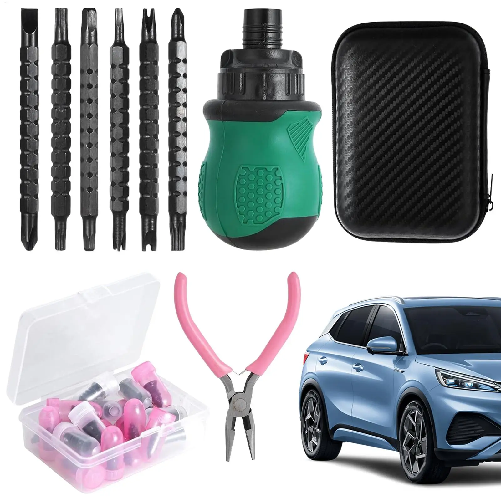 Tire Repair Rubber Screws Quick Puncture Tools Tire Repair Kit For Motorcycle Long Distance Travel Daily Commute Vehicle