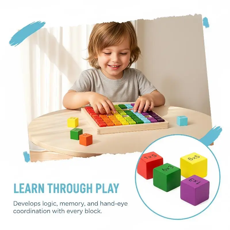 Montessori Educational Arithmetic Toy 99 Multiplication Table Math Learning Tool for Kids Classroom Homeschool Activity
