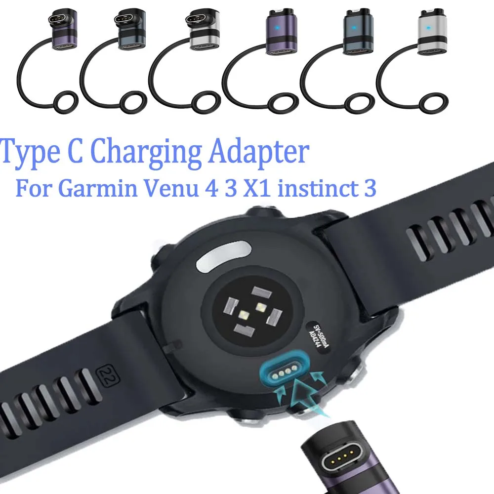 For Garmin Fenix E 8 7 7S 7X 6S 6 Approach S50 Tactix 8 Lily 2 Active Approach S70 Type C Adapter Fast Charging Adaptador