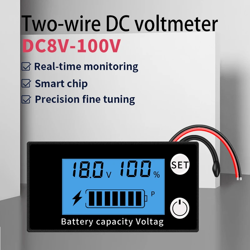 Imagem -02 - Lead Acid Lithium Battery Capacidade Indicator Lifepo4 Voltage Gauge Tester com Alarme de Temperatura 8v100v 12v 24v 48v dc