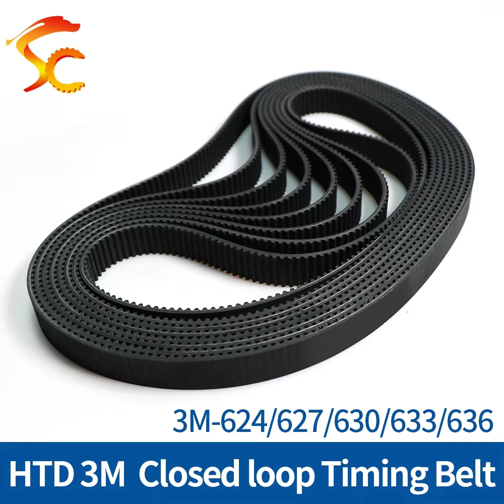 HTD 3M Timing Belt Length=624/627/630/633/636mm Width=6/10/15mm 3M Closed-Loop Synchronous Belt