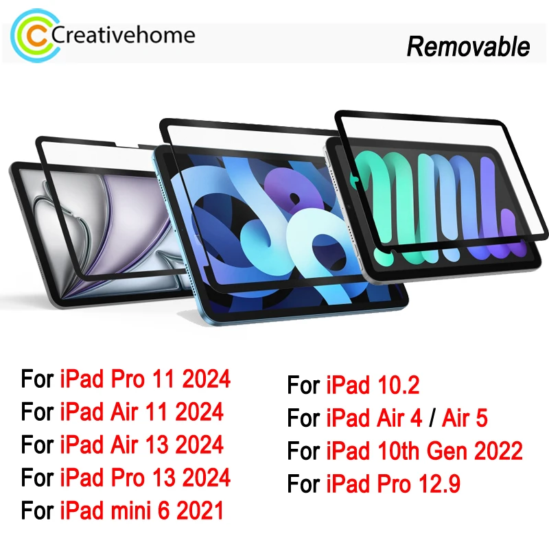 Removable Screen Protector Frosted Protective Film For iPad Pro 11 Air11 Air13 2024 / iPad Pro 13 / iPad mini 6 / iPad Pro 12.9