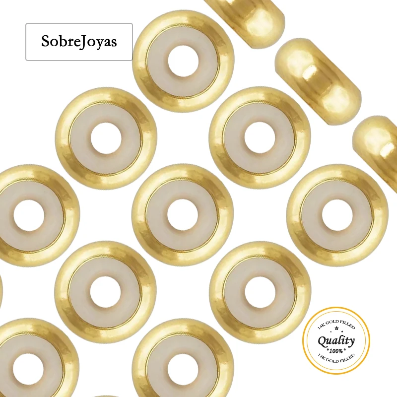 14K الذهب معبأ انزلاق سدادة الخرز 5 مللي متر/7 مللي متر الذهب سيليكون DIY بها بنفسك صنع المجوهرات قابل للتعديل سوار إكسسوارات