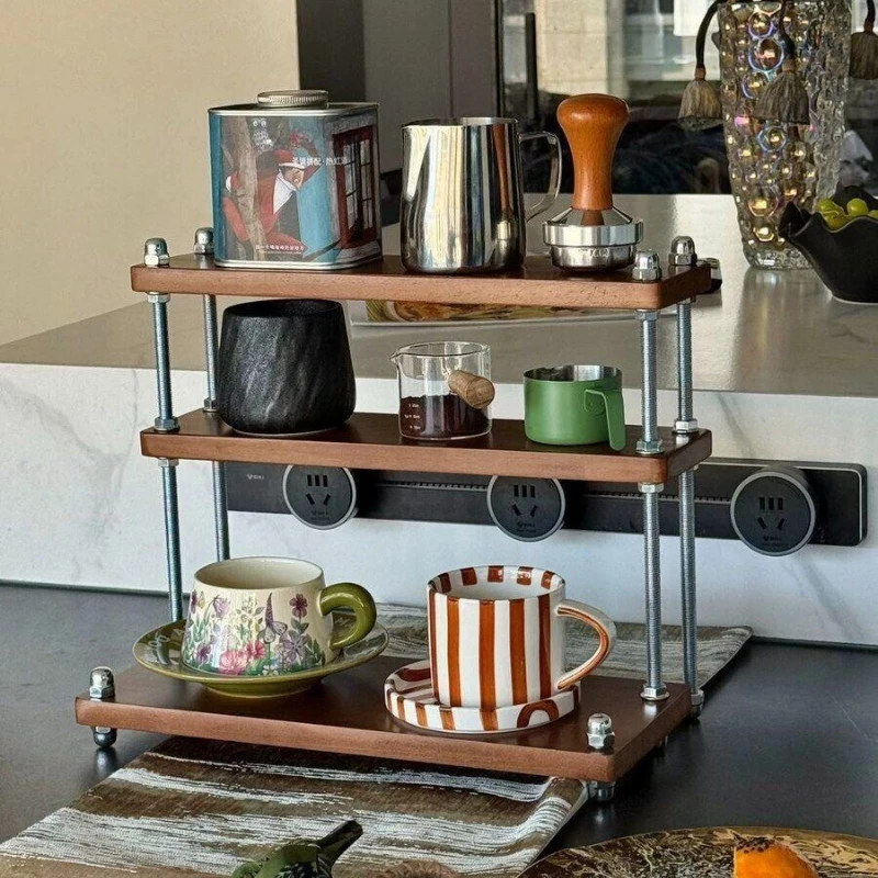 Adjustable Shelf Kitchen Accessories Organizer Living Room Office Desk Storage Rack Teacup Dish Bowl Kitchenware Corner Holder