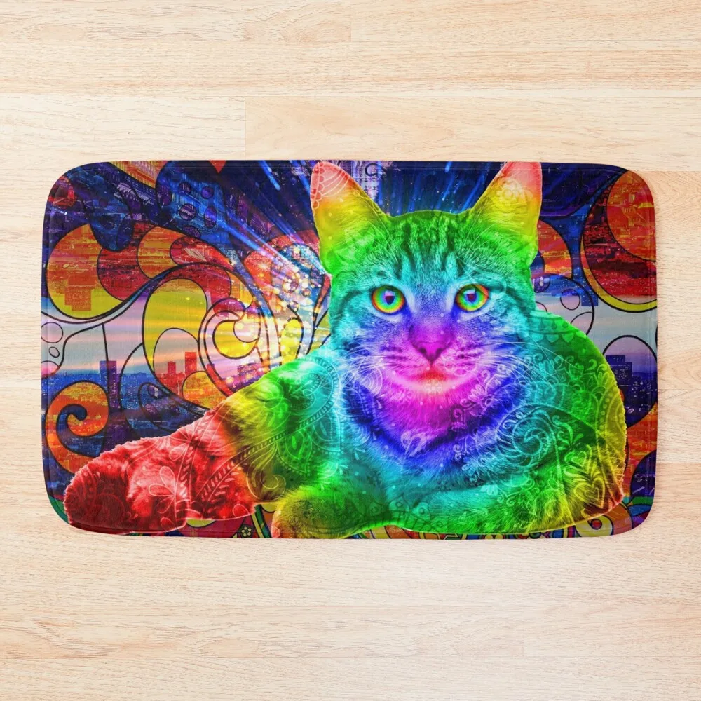 

Psychedelic Paisley Trippy Cat Bath Mat Mats In The Bathroom Bathroom And Shower Products Bathroom Kit Mat