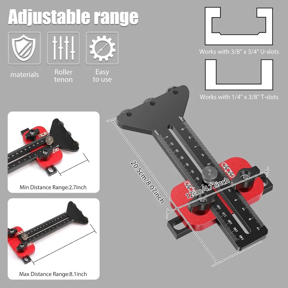 Black‑Red Table Saw Fence Roller Guide, Adjustable Quick‑Trim Accessory For Accurate Wood Trimming & Woodworking Projects