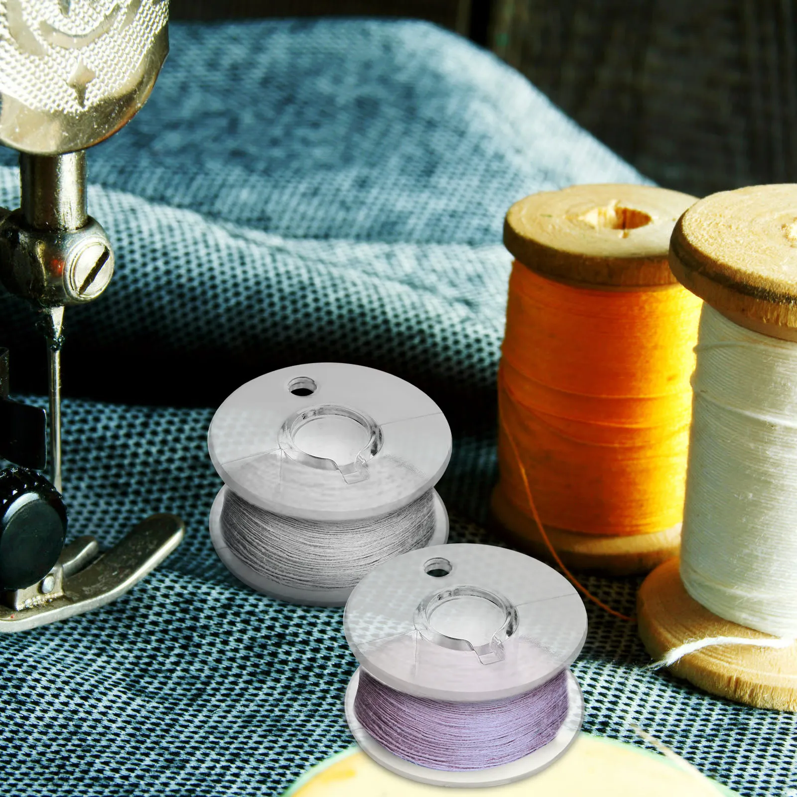

1Set Bobbin Set Transparent Plastic Empty Spools Thread Accessory Portable Sewing Machine Replacement Compact Professional