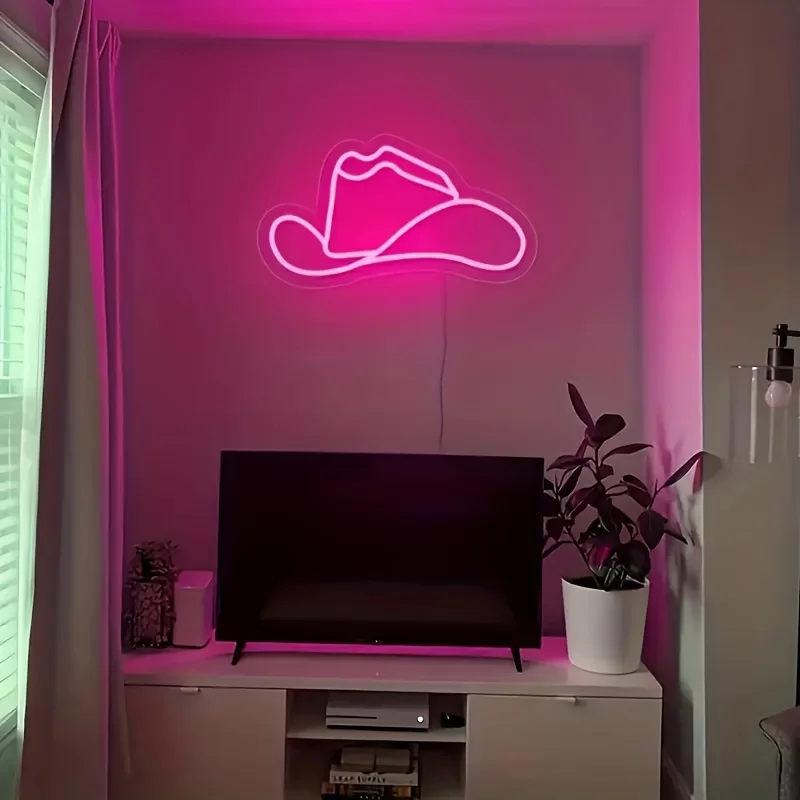 Cowboy Hat Neon Sign Beer Bar Home Art Man Cave Neon Light Handmade  for Hotel Pub Cafe Recreation Room Wall Artwork Decor