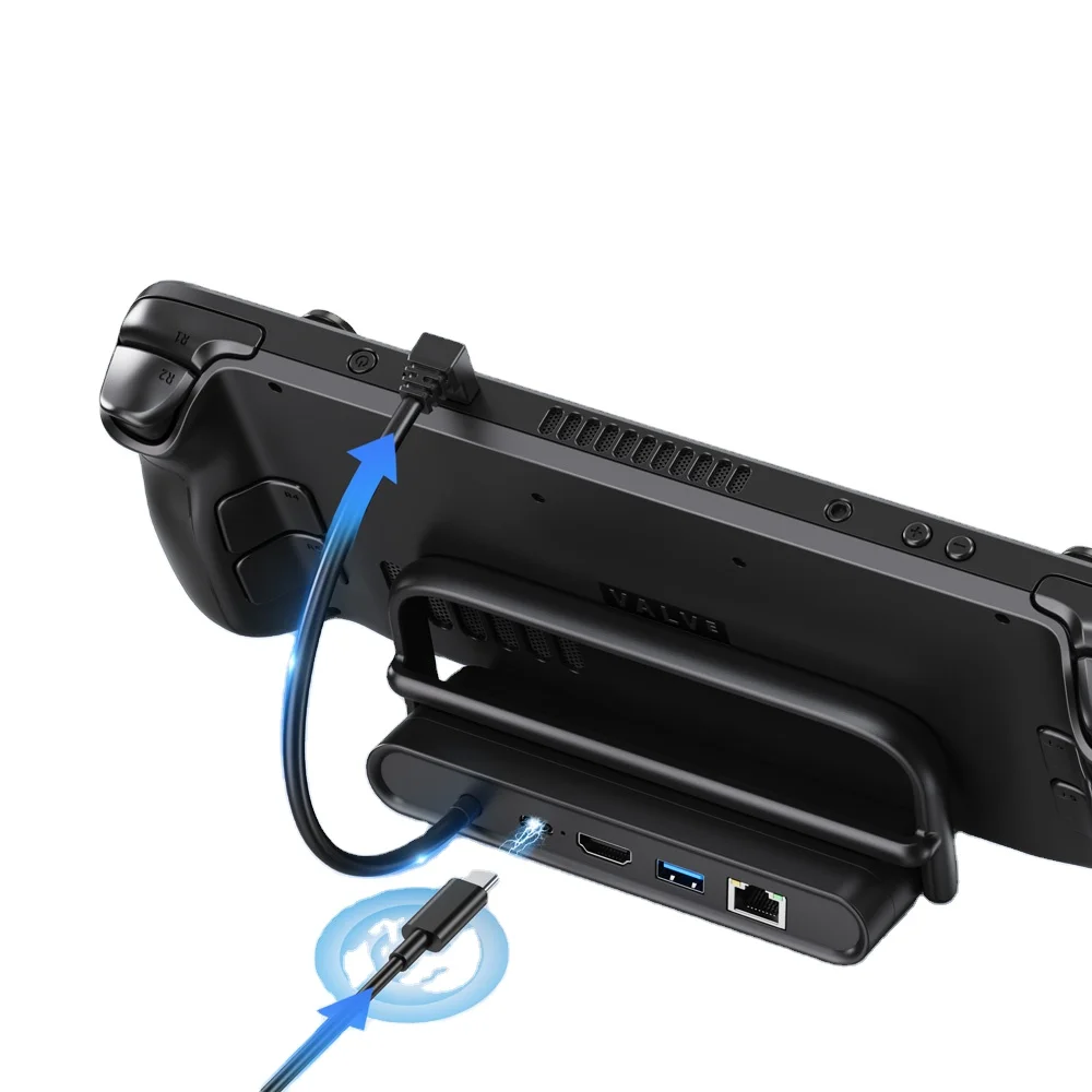 Docking Station Gigabit Ethernet Port Accessories for Steam Deck Multi-Function HD MI Converter Dock for Steam Deck