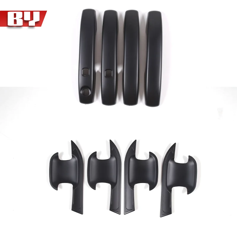 For 2023 2024 2025 Ford Ranger ABS Matte Black Side Door Handles Cover & Door Handles Bowl Cup Decor Cover Trim 8pcs