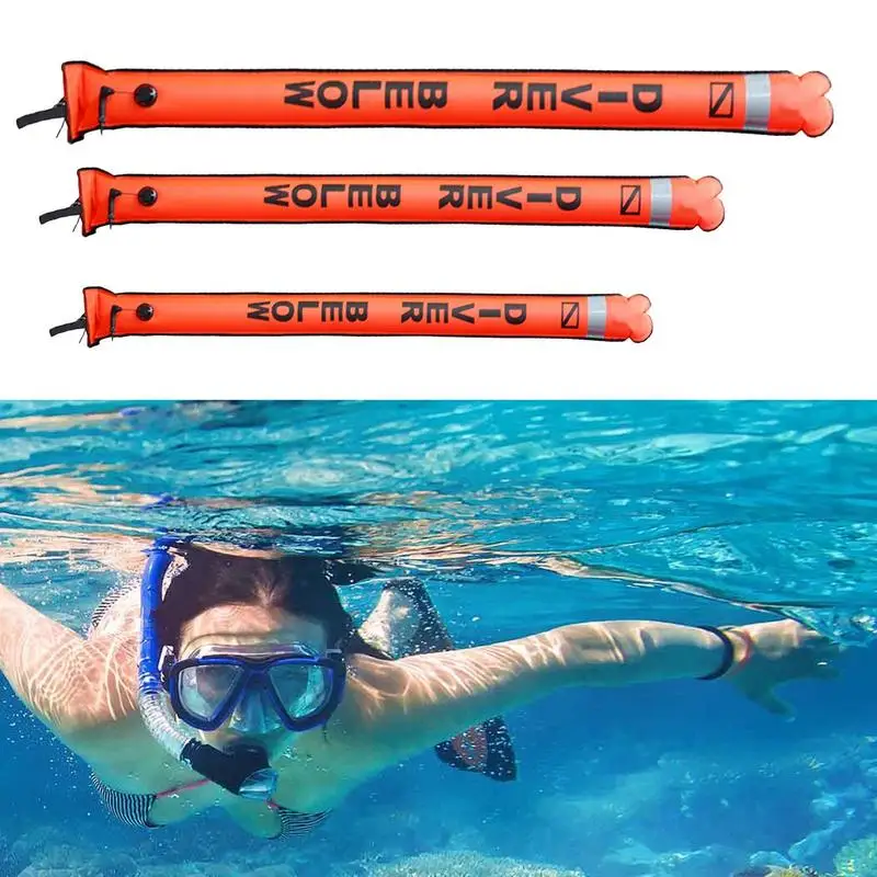 Scuba Marker Buoy Inflatable Scuba Signal Tube High Visibility Scuba Signal Flag Tube with Reflective Strip Scuba Diving Float