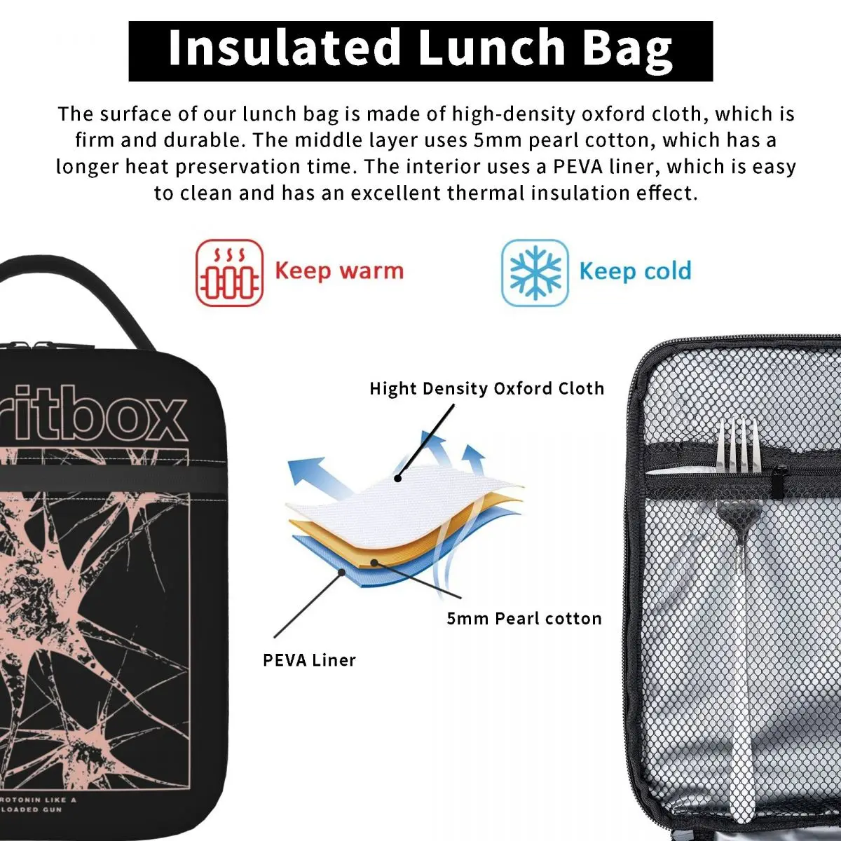 Fasion Spiritbox Insulated Lunch Bags Storage Food Box Portable Cooler Thermal Lunch Box For Picnic