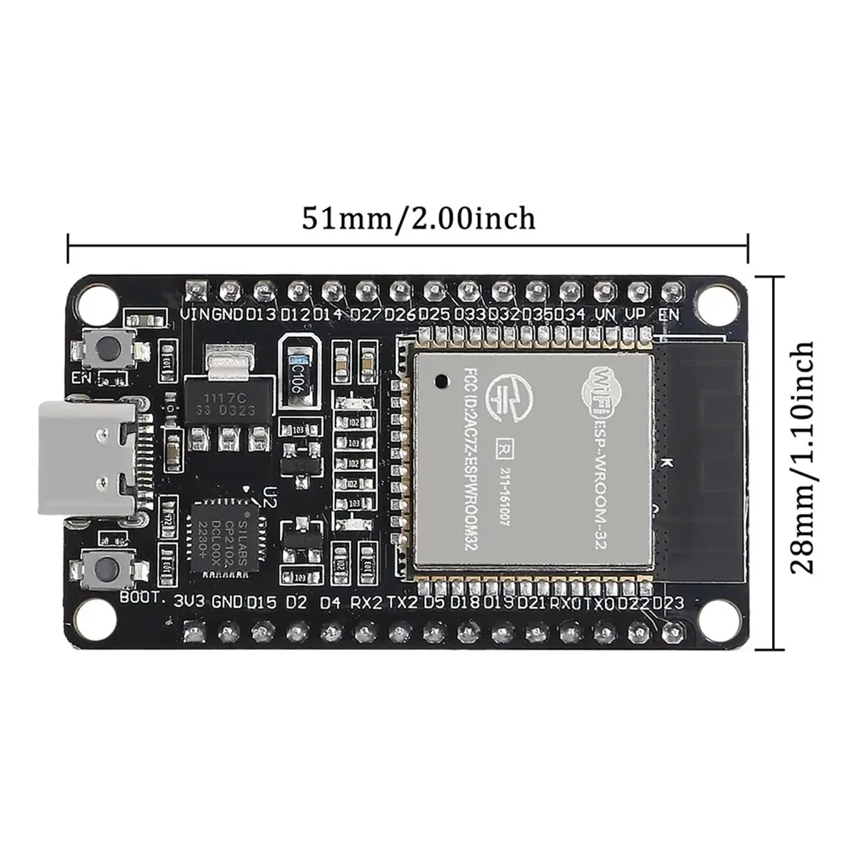 5PCS Development Board Type C 30pins ESP--32 ESP-32S CP2102 2.4GHz Dual-Mode WiFi + Bluetooth with AP STA