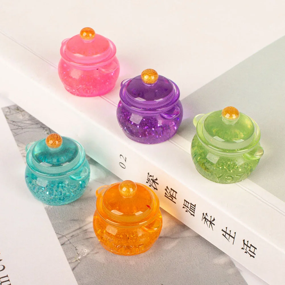 

20 Pcs Sequin Saucepan Toy House Mini Pot Room Kitchen Miniature Pots Stew Model Resin Children Cookers