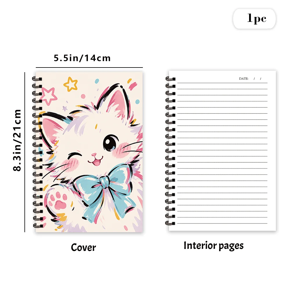 Watercolor Cat-themed Notebook 1pc, Blank Lined Pages, Ideal Gift for Note-Taking, Inspiring for Everyone, Perfect for Students