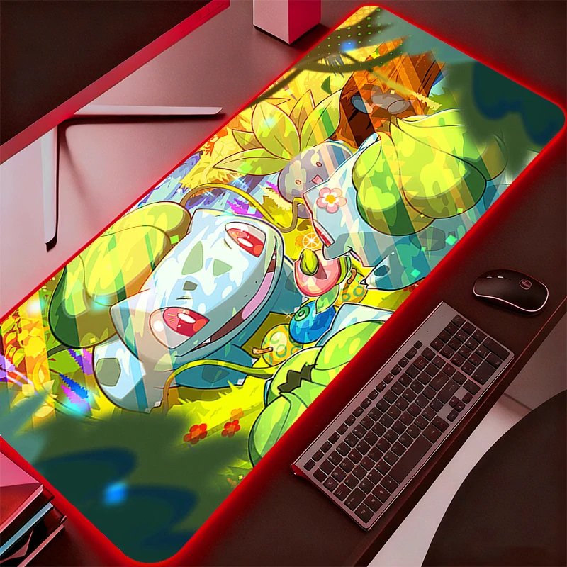 RGB Mouse Pad Gamer Pokemon Pikachu Large LED Keyboard NonSlip Rubber Computer Carpet Desk Mat PC Gamer Backlight MousePad