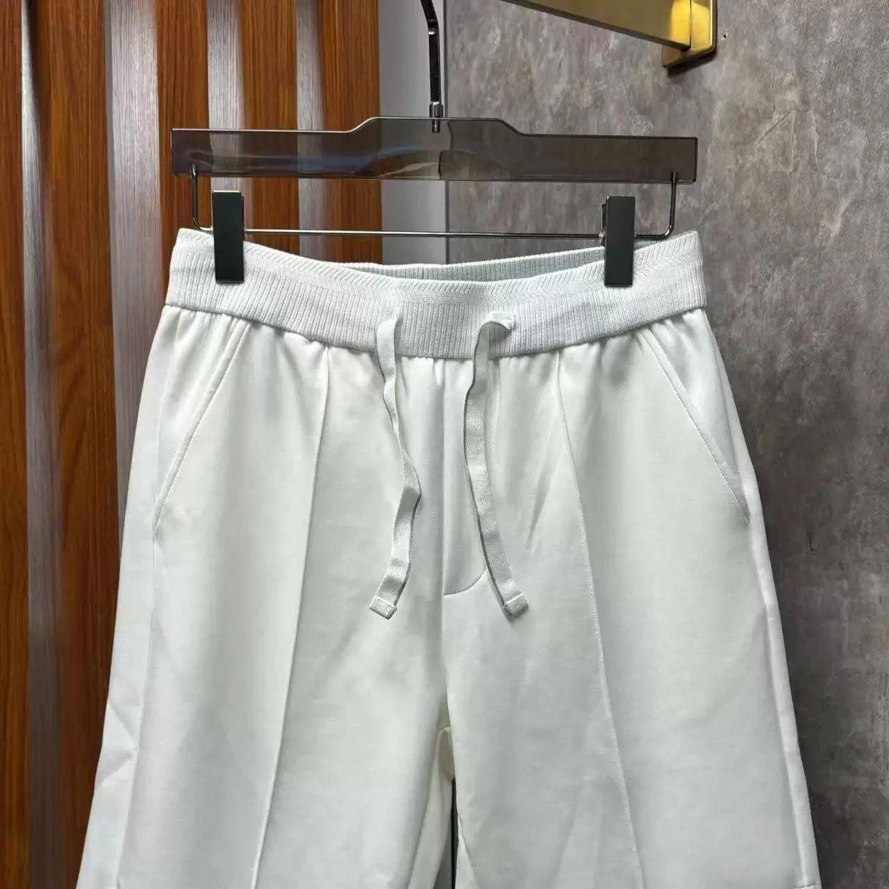Italy BC Summer Badge Embroidery Old Money Style Men's Elastic Waist Casual Pants Drawstring Breathable Shorts