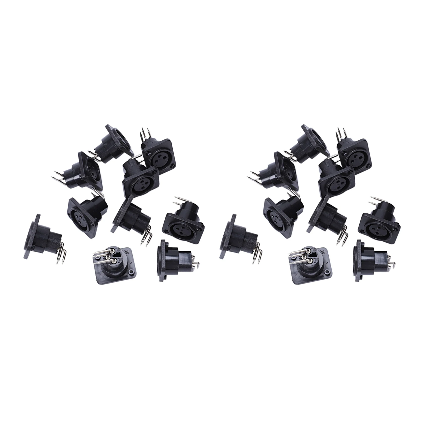 Delicate Texture-20Pcs Black XLR 3Pin Female Jack Panel Mount Chassis PCB Socket Connector
