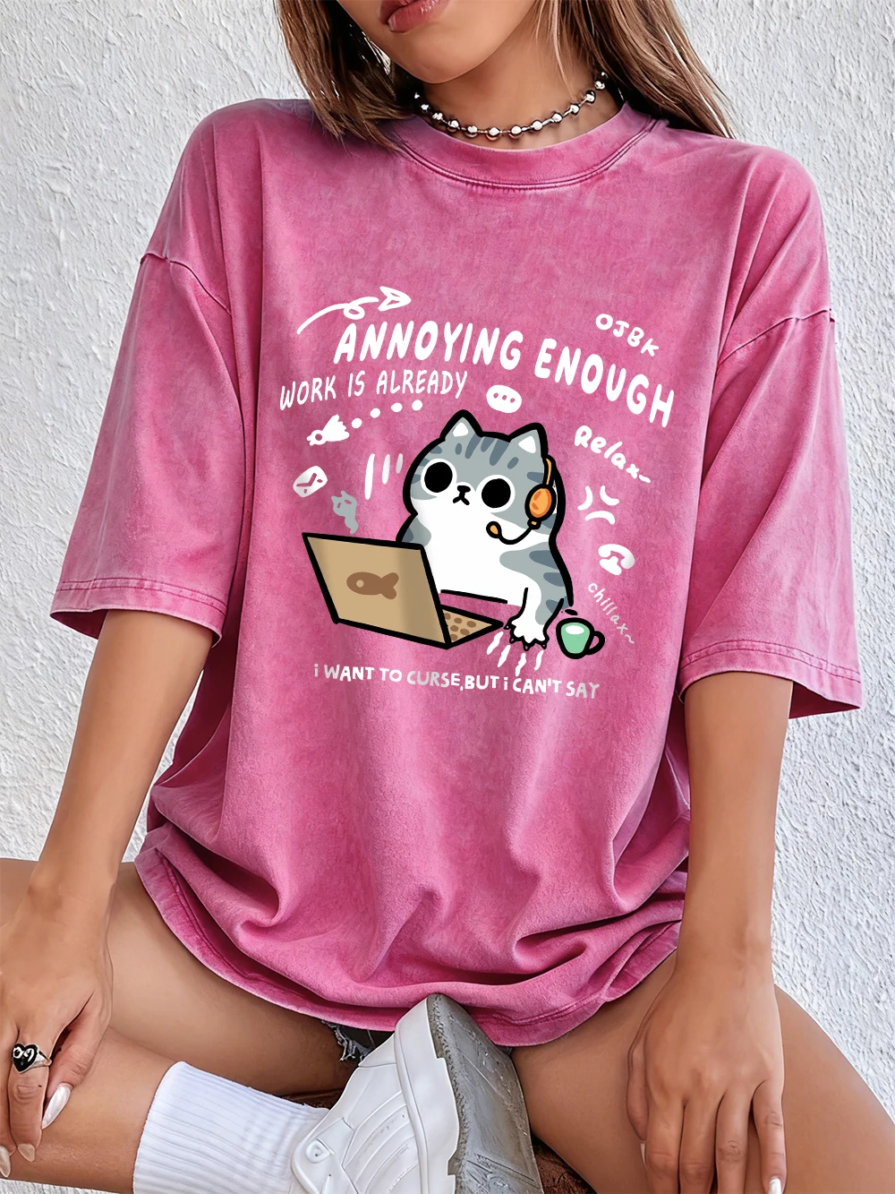 

Достаточное мытье футболки с принтом кота, женская хлопковая футболка большого размера, повседневные уличные топы с короткими рукавами, летняя одежда с круглым вырезом