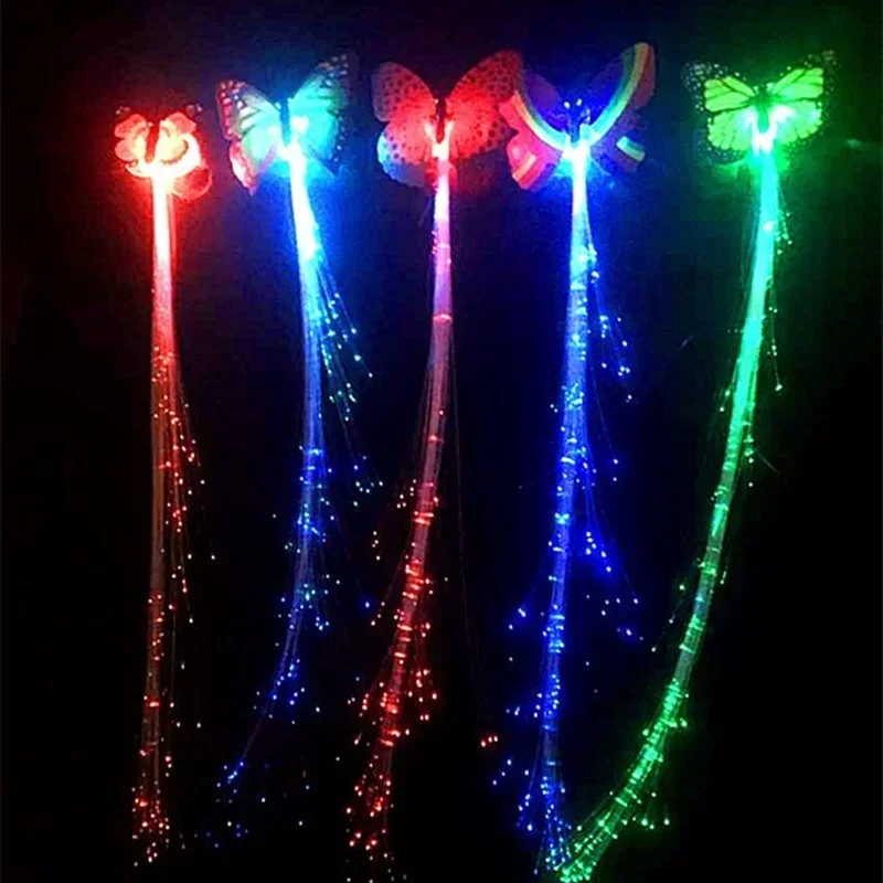 1pcs Glowing Flashing Hair Braid Luminescent Hairpin Novetly Hair Ornament Girls Led Toys New Year Party Christmas Gifts for Kid