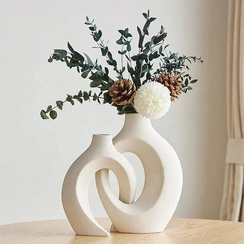 Conjunto de Vasos de Plástico Branco Criativo de Alta Qualidade para Decoração Simples de Casa, Sala de Estar, Entrada e Estante de TV