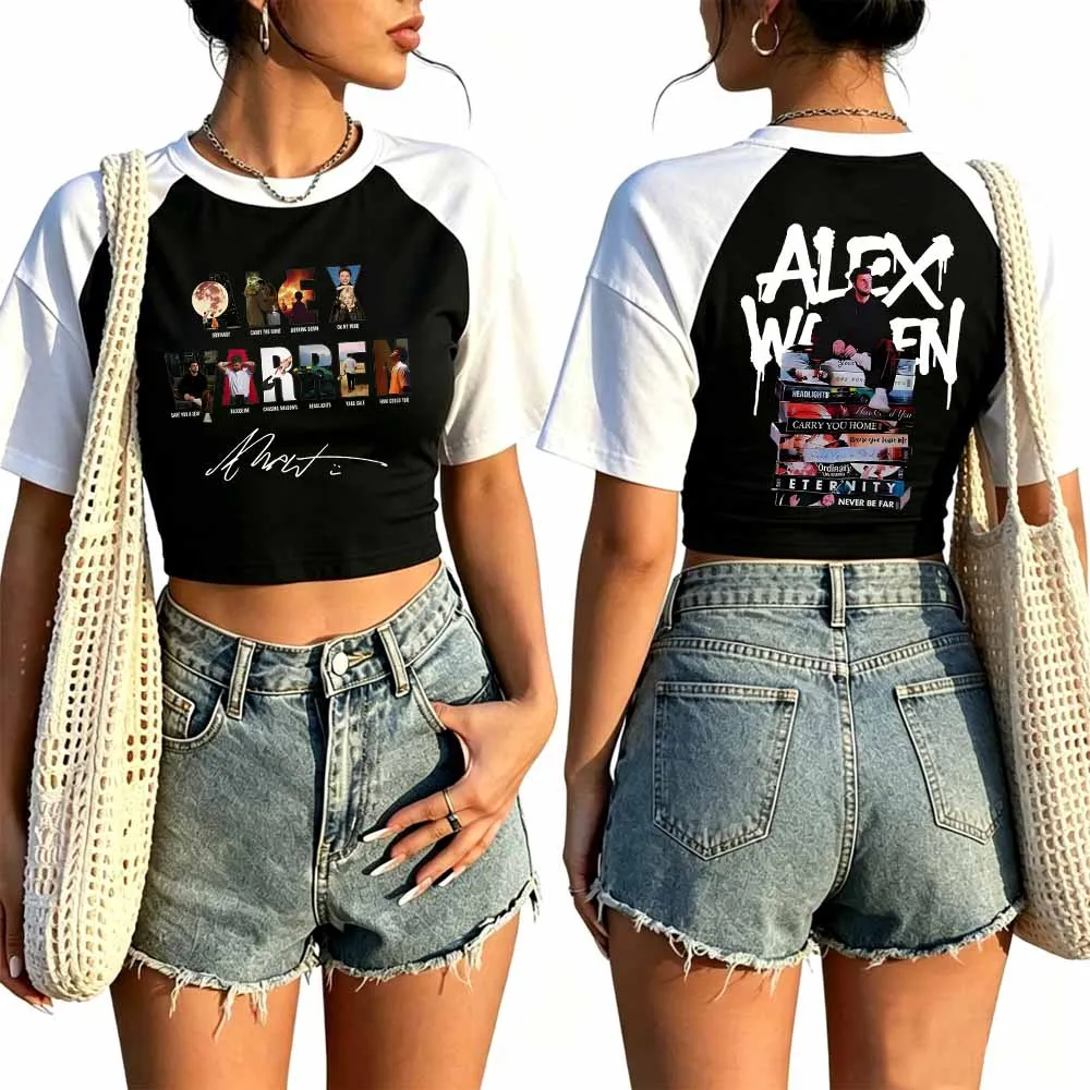 Alex Warren Little Orphan Alex Live Tour Crop Tops T-Shirt Girls Fashion Women O-Neck Short Sleeve