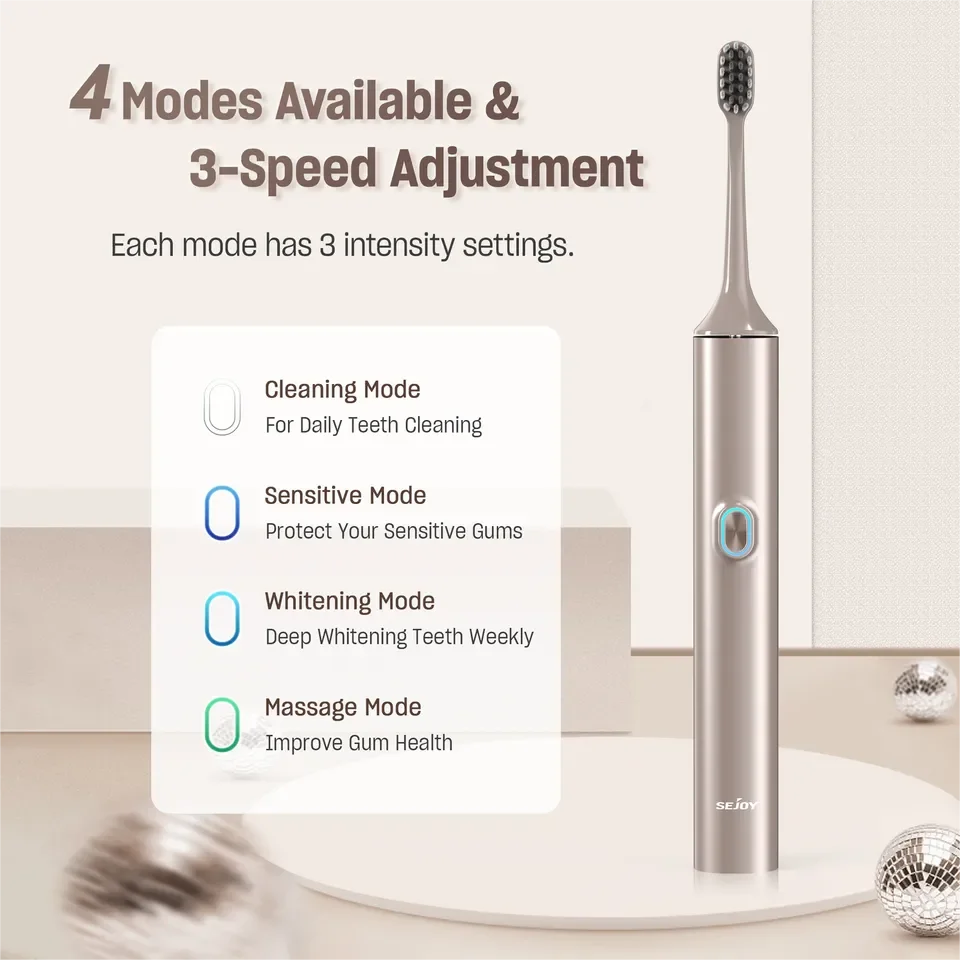 SEJOY Electric Toothbrush with 8 Brush Heads for Adults Rechargeable Toothbrush