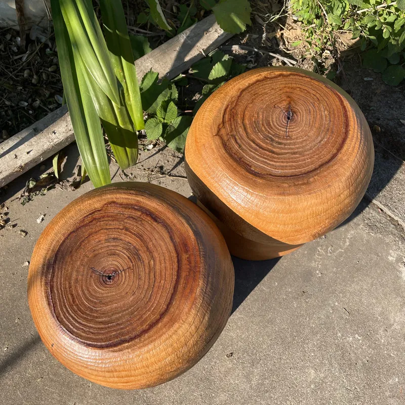 Round Camphor Wood Mushroom Stool Tree Root Carved Seat Rustic Wooden Stump Chair for Garden Natural Log Block Side Table Stool view 3