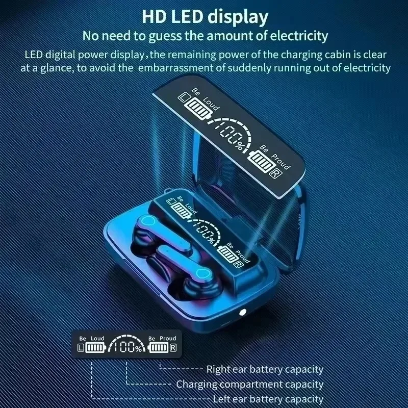 سماعة أذن TWS M10 ذكية تعمل باللمس، سماعات رأس لاسلكية متوافقة مع البلوتوث، شاشة LED مقاومة للماء مع ميكروفون
