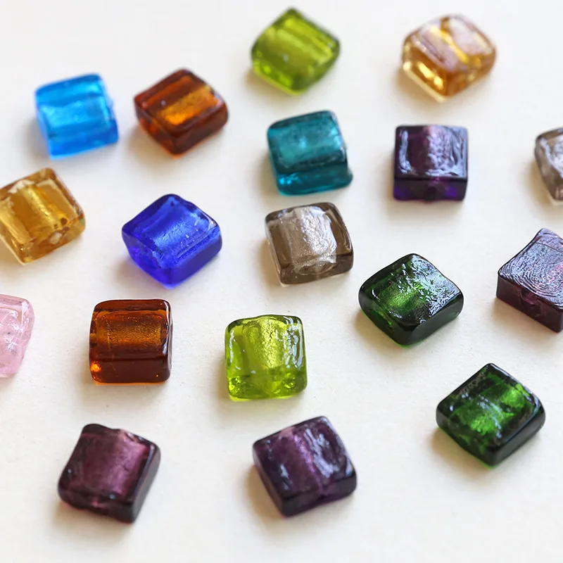30pcs/ Set Vintage glass straight hole square bead scattered beads DIY handmade earrings necklace bracelet accessories