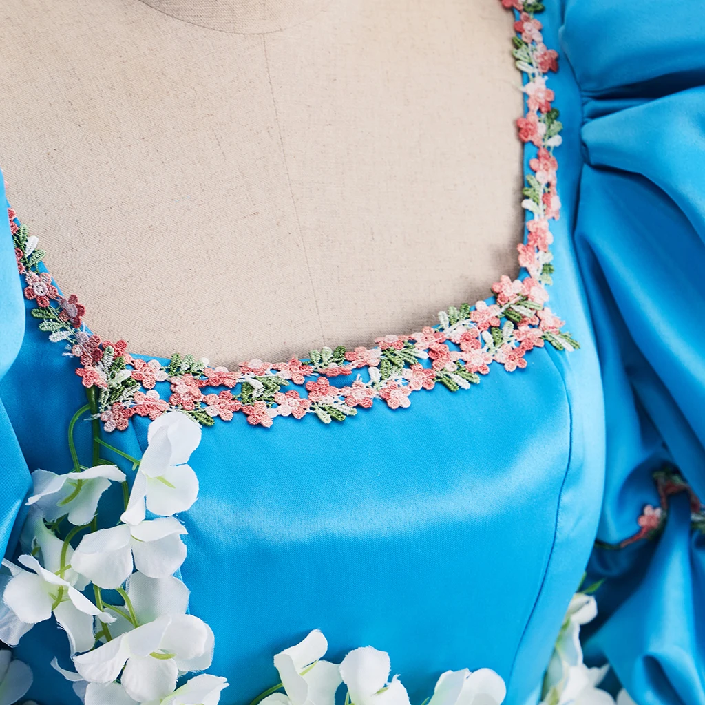 Ella Cosplay Princess Costume Woman's Blue Dress Rococo Halloween Stage Princess Cos Dress