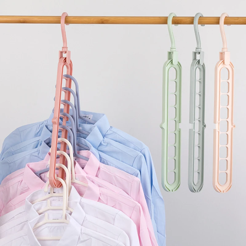 2/5pcs 9-hole Wardrobe Storage Rack Multifunctional Foldable Clothes Drying Rack Storage Clothes Rack Space-saving Storage Racks