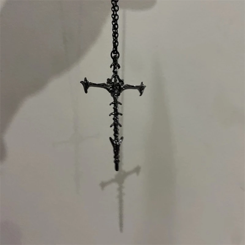Y2K Skeleton Cross Pendant Necklace
