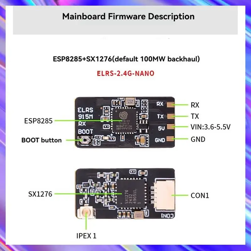 

Приемник A24U ELRS 2,4G NANO Expresslrs SX1281 + ESP8285, приемник ELRS с высокой скоростью обновления для RC FPV, траверсирующих дронов, запчасти