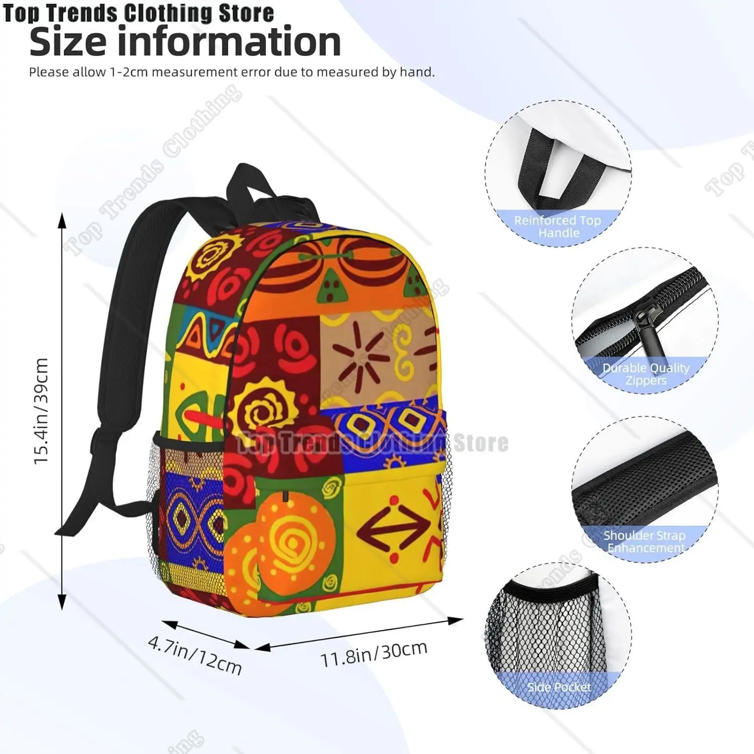 African National Patterns Print Versatile Adult Backpack For Work Hiking Waterproof Backpack Laptop Compartment