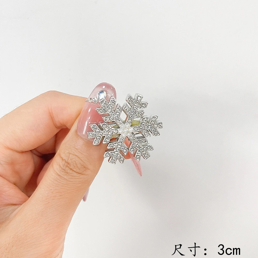 الشظية ندفة الثلج مشبك شعر النساء الفتيات الحلو الانفجارات الجانب كليب حجر الراين دبوس الشعر الشتاء فروي باريت مجوهرات الزفاف أغطية الرأس #1