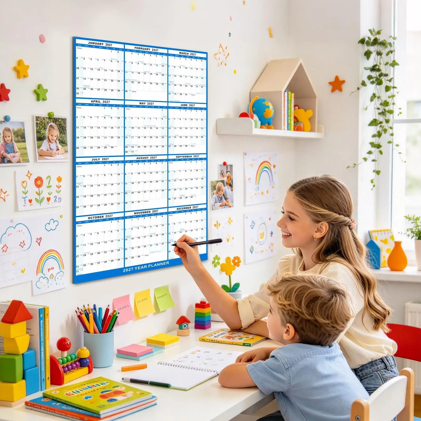 2027 Calendar Wall Wet And Dry Erase Laminated Reversible Planner 12 Month Wall Calendar For Organizing Planning Appointments