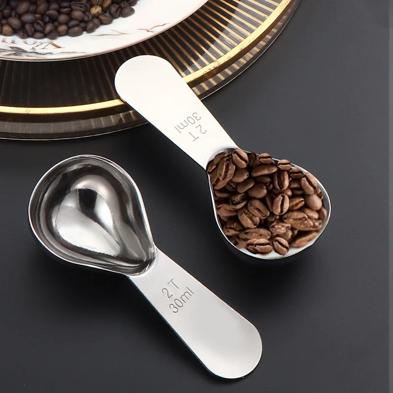 304 Stainless Steel Coffee Bean Measurement Spoon Baking Spoon with Scale Milk Powder Spoon 30ml Measuring Spoon for Coffee