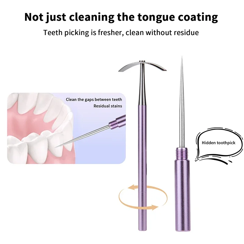 

Premium Stainless Steel Tongue Scraper Cleaner For Adults & Kids Portable Stainless Steel Tongue Scrapers With Hidden Toothpick