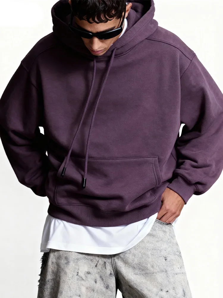 

Pure color 350g fleece sweater 25 winter new product 10 colors fleece hooded shirt top men