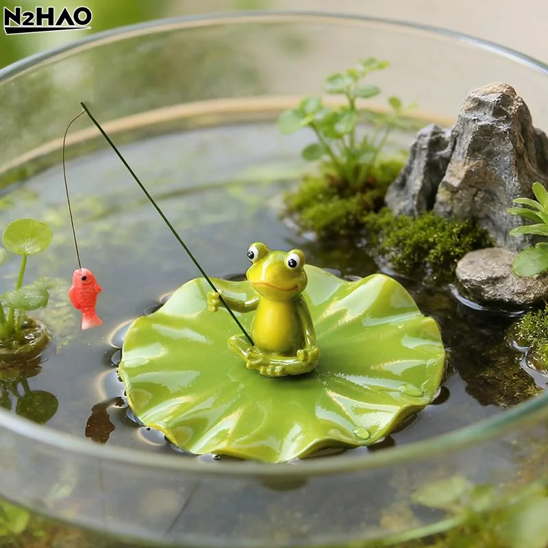 Frog Statue Outdoor Frog Statue Garden Koi Pond Resin DecorationFrog Decor For Yard Fishing Statue Patio, Lawn Garden Decorative