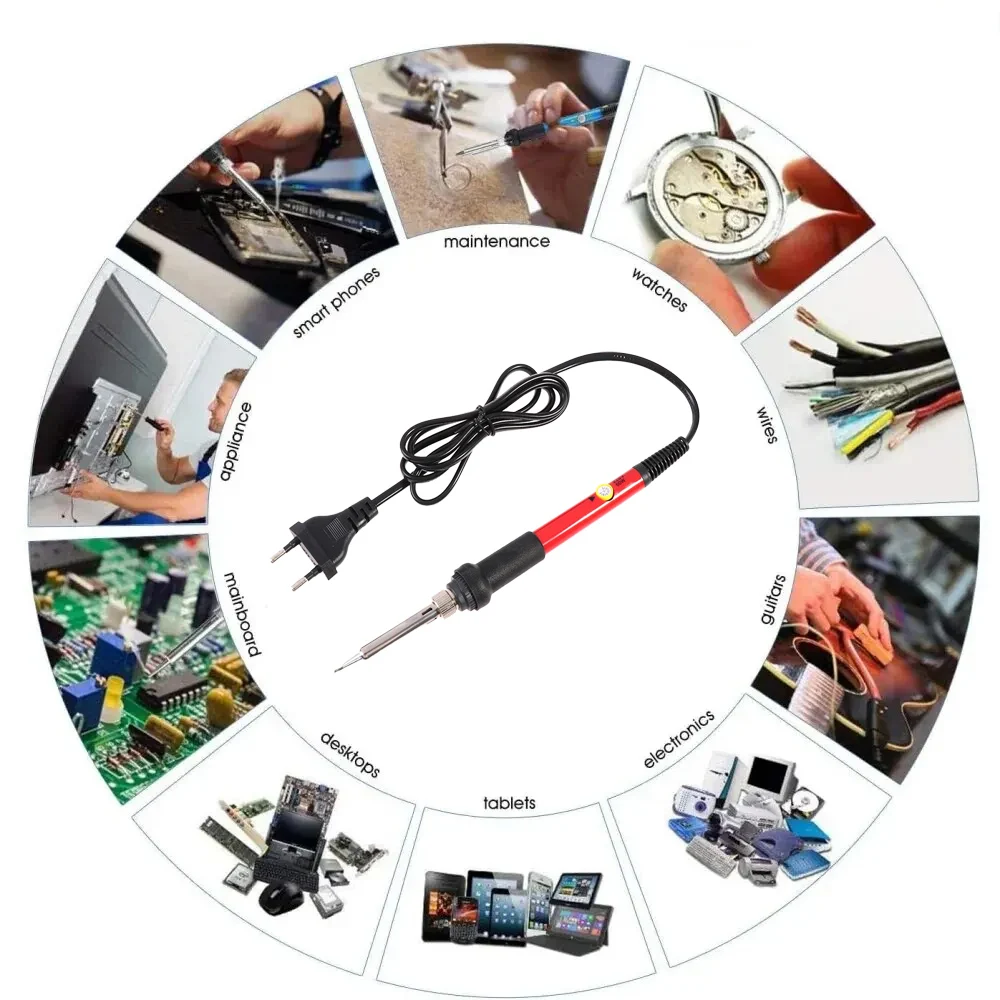 60W Adjustable Temperature Soldering Iron Replaceable Soldering Iron Tip Set Home Electronic Repair Tools