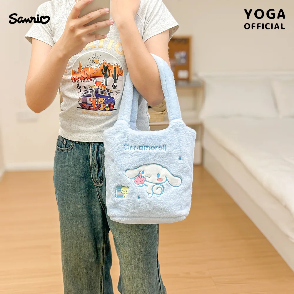 Kawaii Sanrio Anime My Melody Kuromi Cinnamoroll Hello Kitty Cartoon Plush Shoulder Bag Girls Going Out Messenger Bag