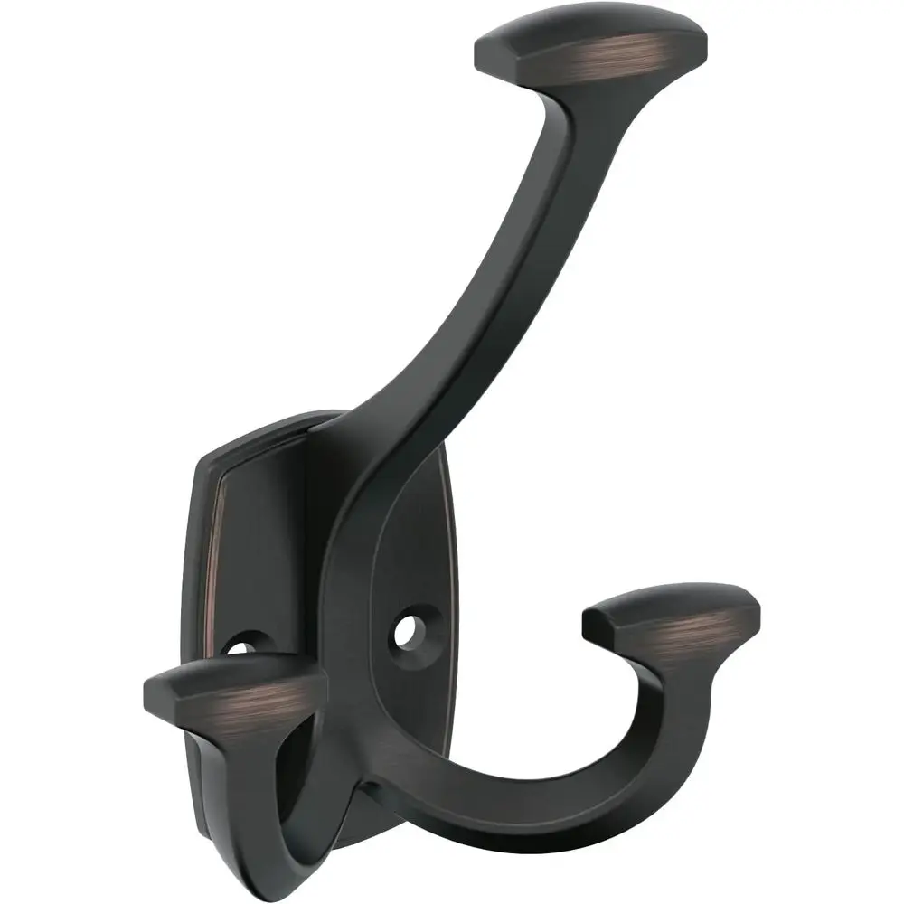 

Triple Prong Wall Hook - Oil Rubbed Bronze for Coats, Hats, and Bags - Ideal for Home and Office Storage