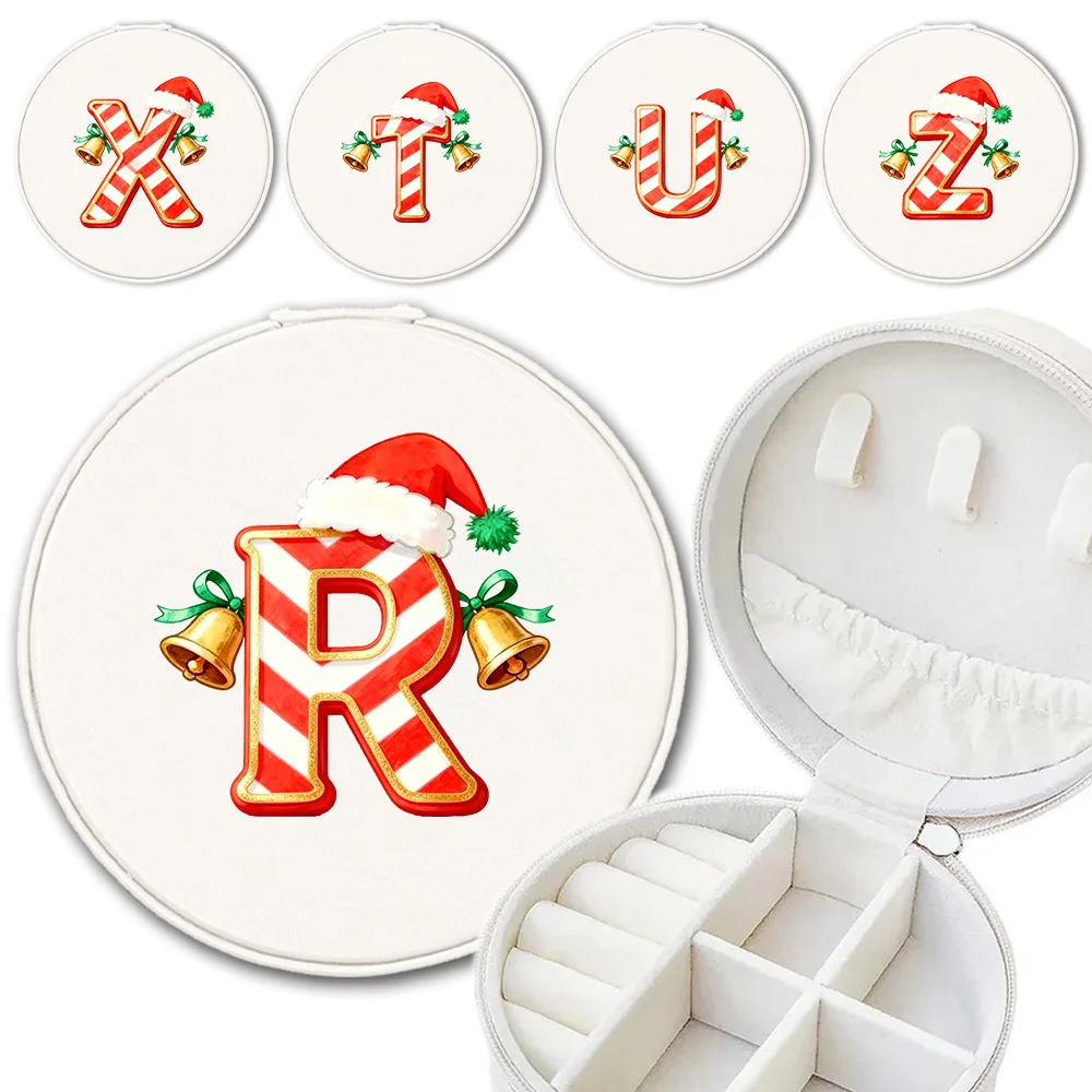 Boîte de rangement de bijoux multifonctionnelle, 1 pièce, étui pour boucles d'oreilles anti-poussière en PU, sac de rangement circulaire, cadeaux de noël, motif de clochettes