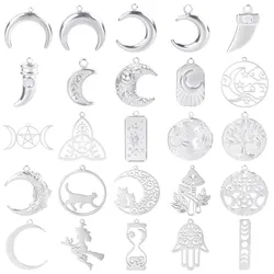 Luna Moon 100% Stainless Steel Charms For Jewelry Making Supplies Curved Month Pendant Silver Color Fashion Charms In Bulk Gifts