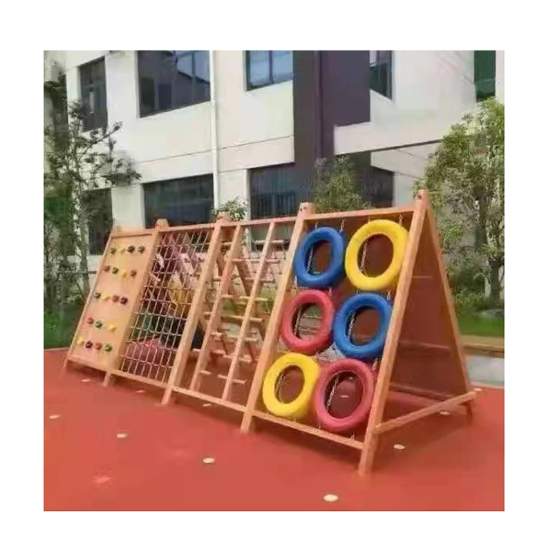Small Size Kids Wooden Outdoor Playground Multifunction Outdoor Amusement Park Wooden Equipment for Childrenpromote sales