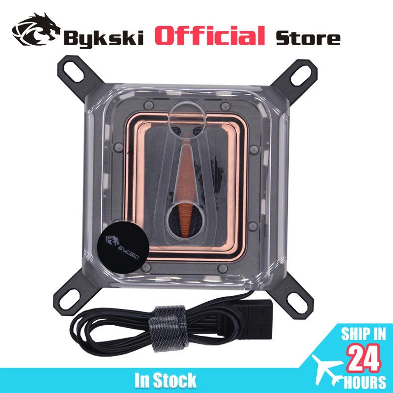 Bykski 0.08mm Microchannel Waterkoeler Radiator Acryl CPU Waterblok voor INTEL LGA1700/1800/115X/ AMD Ryzen 9 AM5 AM4